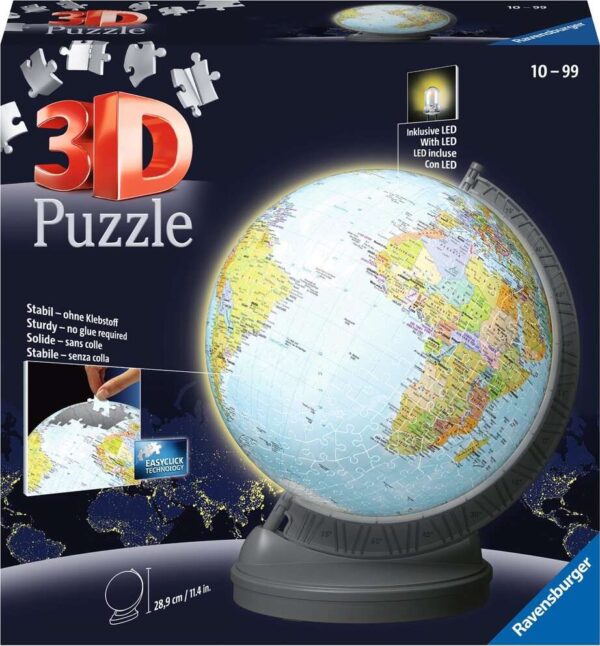 3d Puslespil - Globus Med Lys - 540 Brikker - Ravensburger