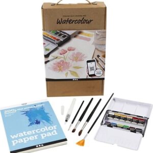 Akvarelsæt - Med Maling, Pensler Og Blok - Diy Kit