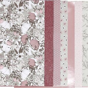 Designpapir I Blok - Str. 21x30 Cm - 120+128 G - Beige - Brun - Rosa - Hvid - 24 Ark