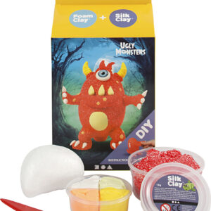 Diy Kit - Silk Clay Og Foam Clay - Funny Friends - Monster - Rød