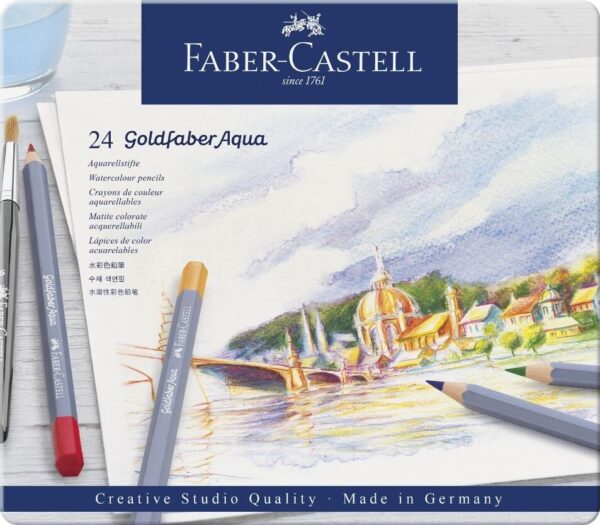 Faber-castell - Akvarel Blyanter I Tinæske - Goldfaber Aqua - 24 Stk.