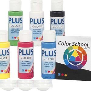 Plus Color Hobbymaling - Akrylfarver - Primærfarver Sæt - 6x60 Ml