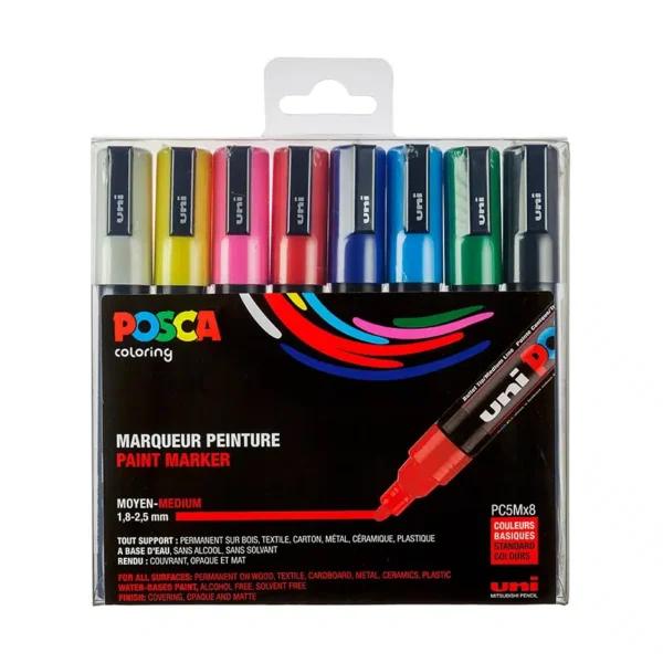 Posca Tusser Sæt Standard Farver PC-5M - 8 stk.