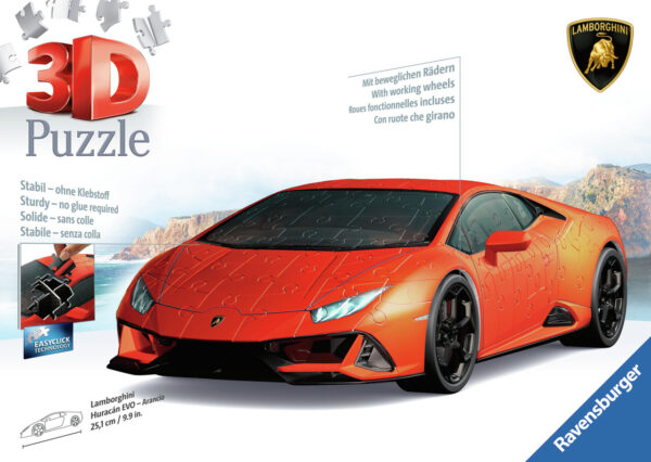 Ravensburger 3d Puslespil - Lamborghini Huracán - 108 Brikker